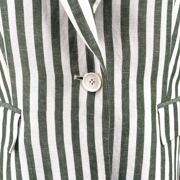 L'AGENCE Scout Striped Blazer, Olive/Cream, Size 8 - Picture 3 of 13